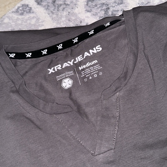 X RAY Men's Soft Stretch Cotton Short Sleeve Slim Fit Slit V-Neck T-Shirt - Picture 3 of 7